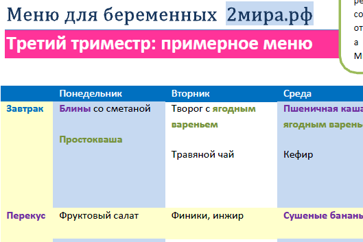 Меню беременной 33 недели 21